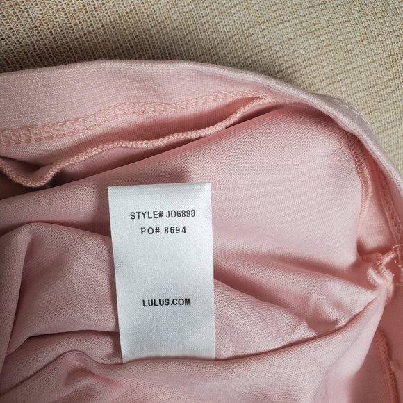 NWT Lulu's Blush Pink Off the Shoulder Mini Bodycon Dress size L - Picture 8 of 8